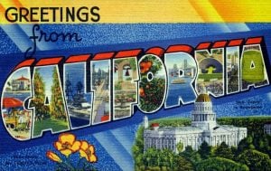 Vintage 1940s postcard - Greetings from California