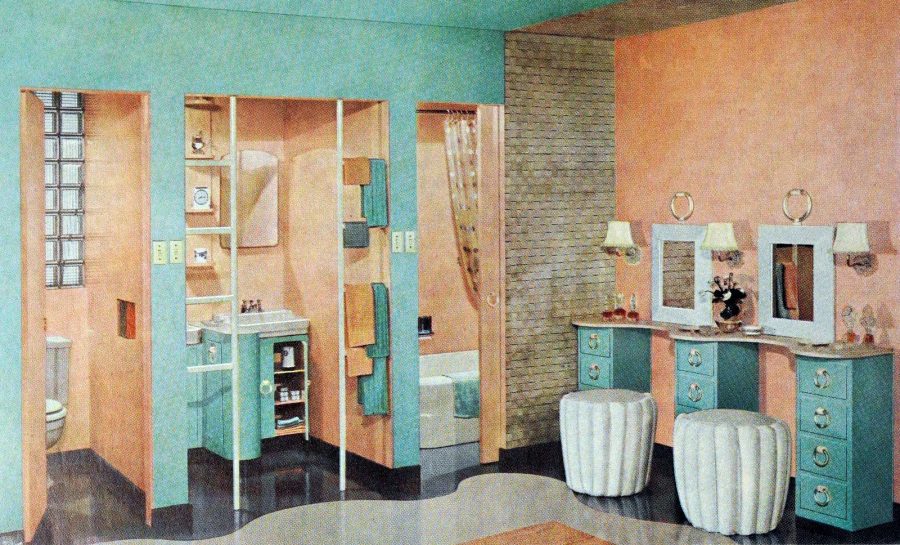 See 20 vintage 1950s bathroom floors in vinyl & linoleum - Click Americana