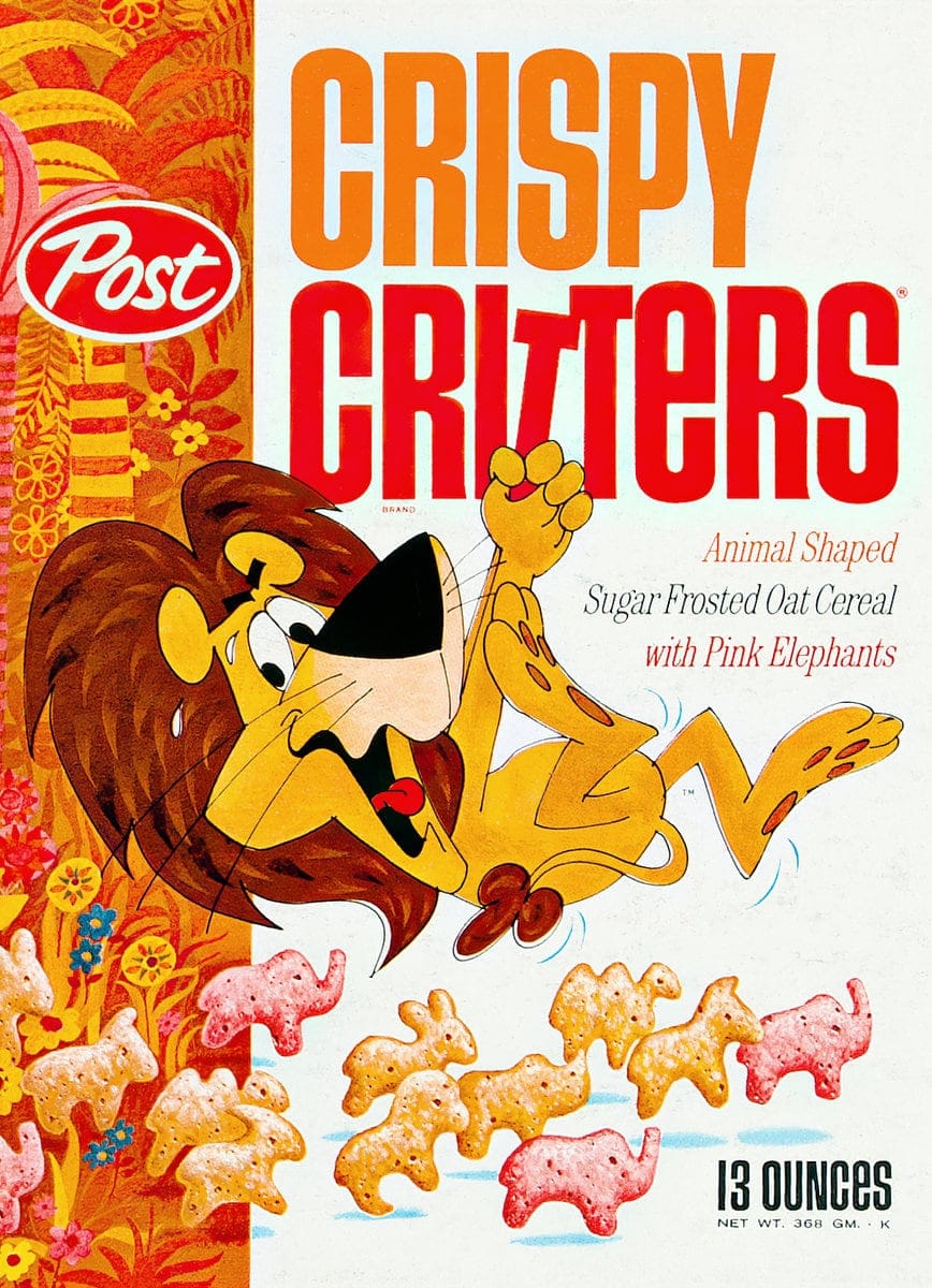 Vintage Crispy Critters Animalshaped Post cereal debuted in the '60s