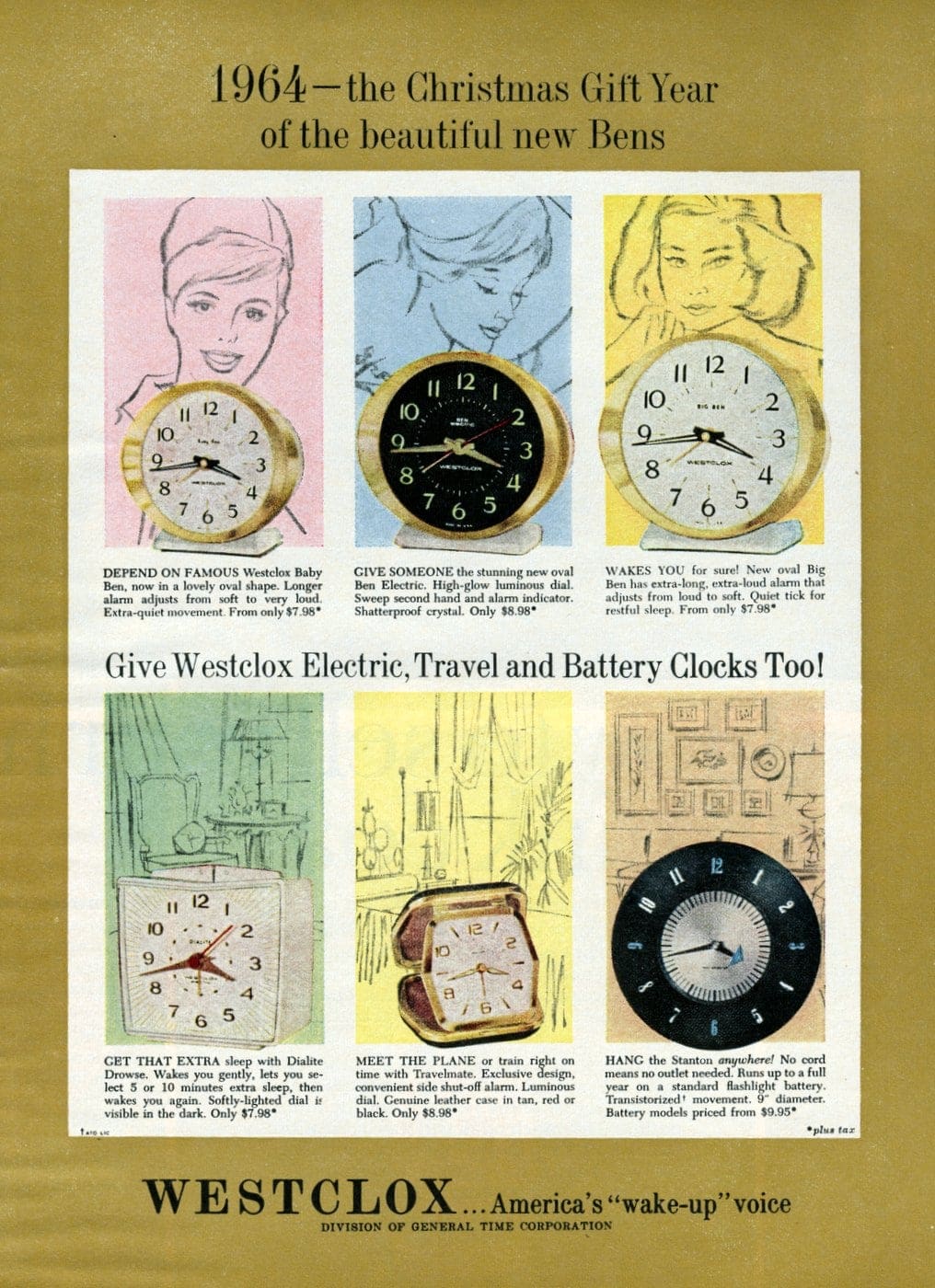 Vintage 1960s alarm clocks from 1964