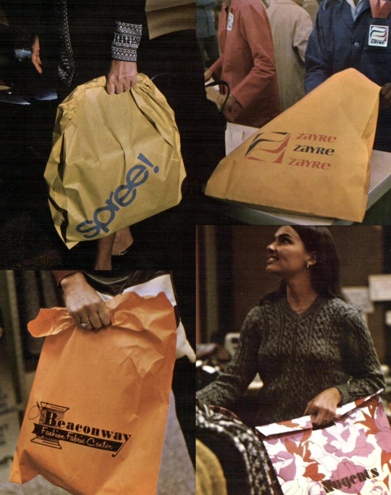 Vintage 1970s mall store shopping bags (1971) via ClickAmericana com