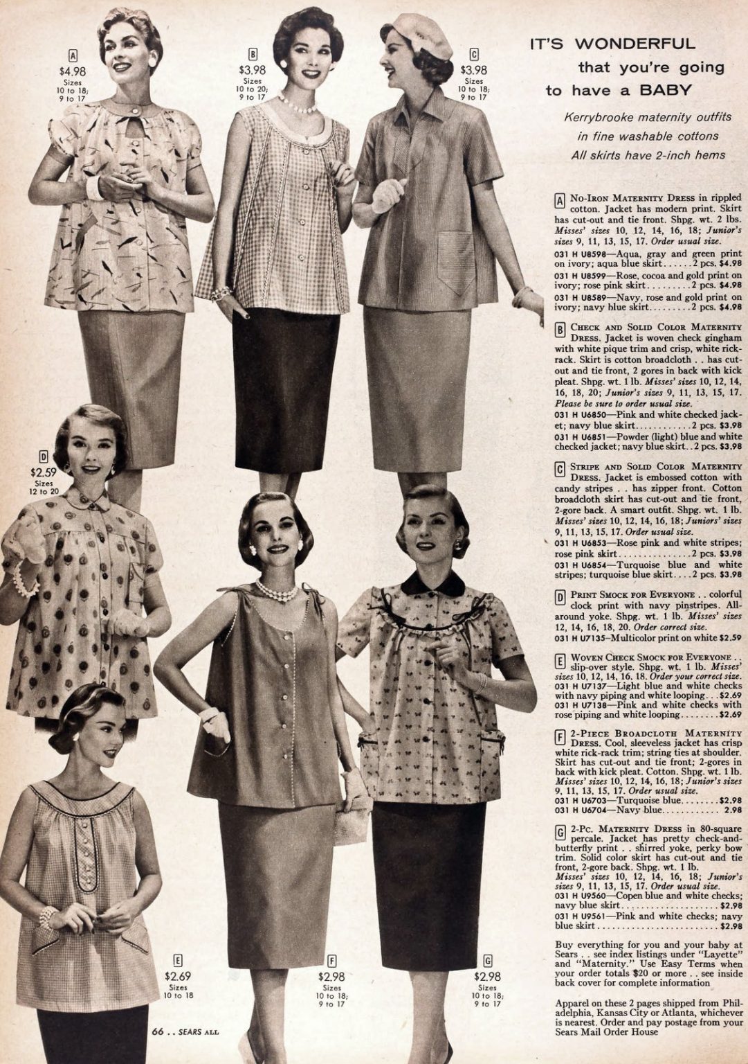Vintage '50s maternity fashion Classic fashions for pregnant women