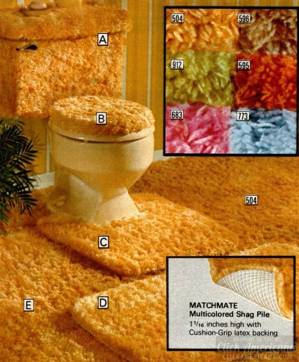These 12 fuzzy toilet seat covers from the 70s were super retro