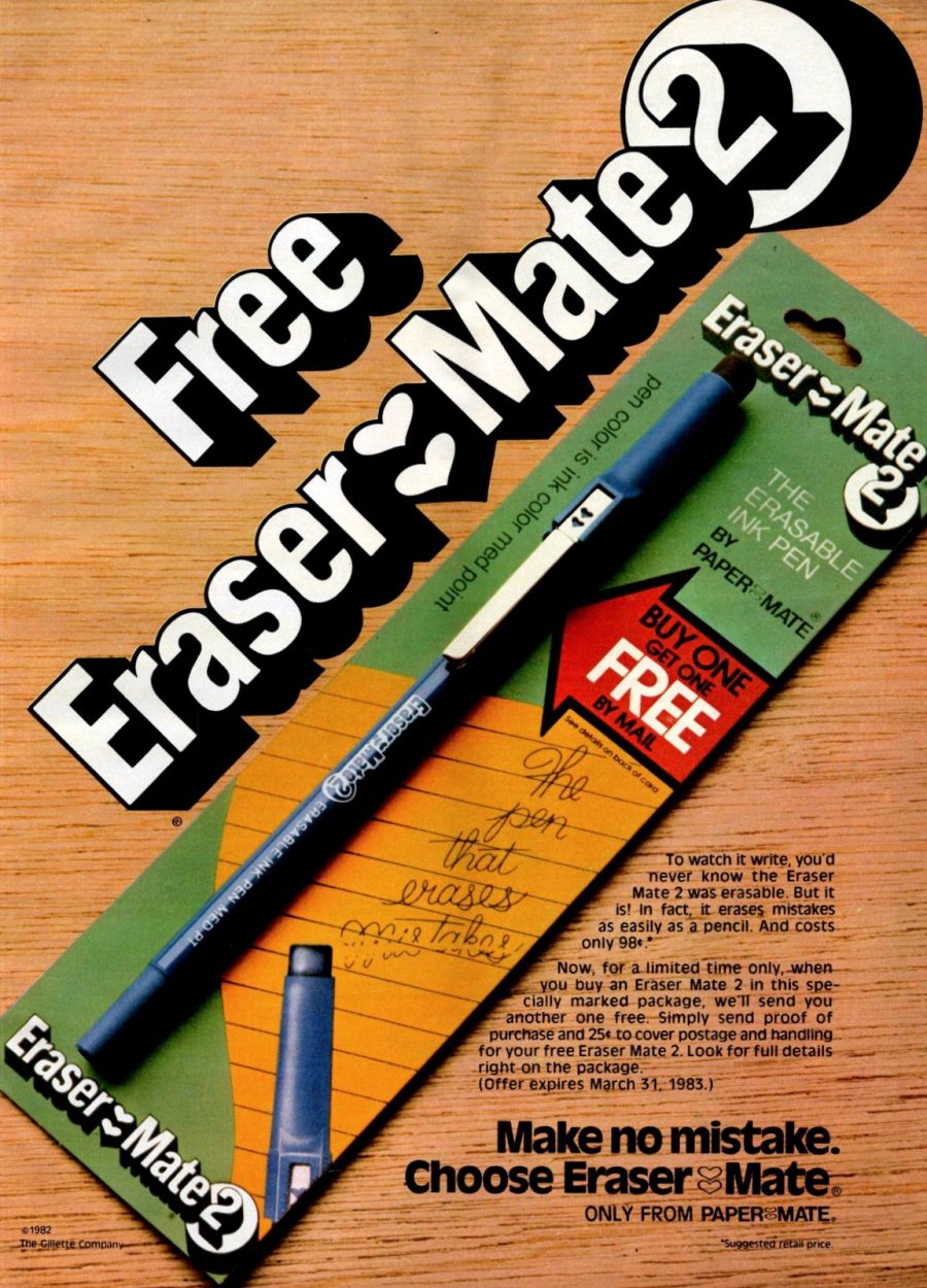 We thought Eraser Mate & Scripto Erasable Pens from the 80s were