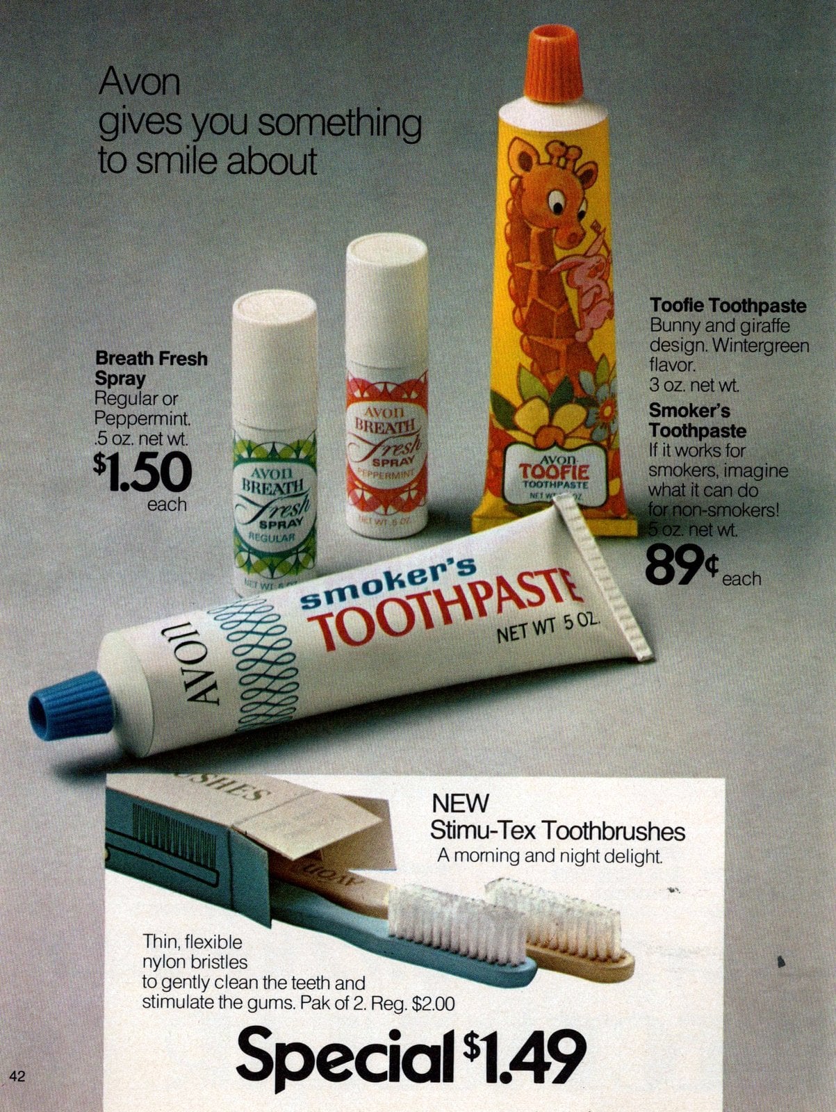 Vintage Avon toothpaste for kids and smokers (1973) via ClickAmericana com