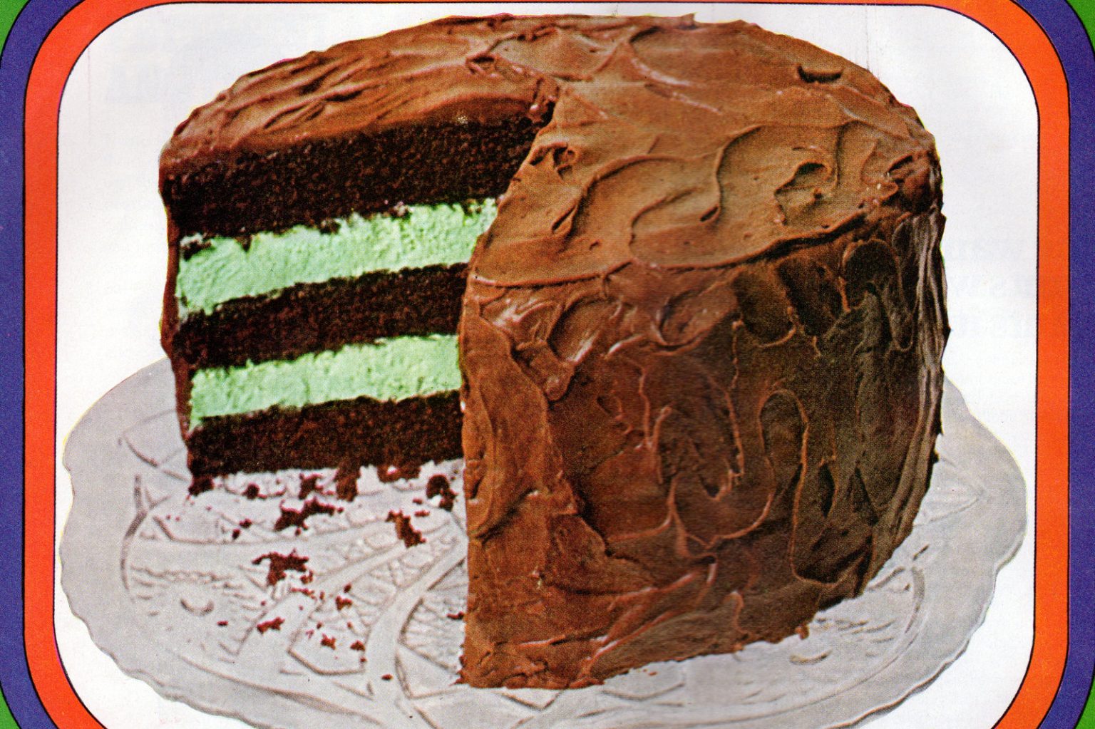 Chocolate mintwhipped cream cake recipe (1968) Click Americana