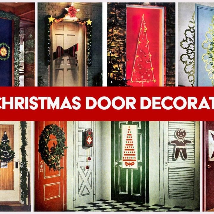 Vintage Christmas door decorations from the 1950s