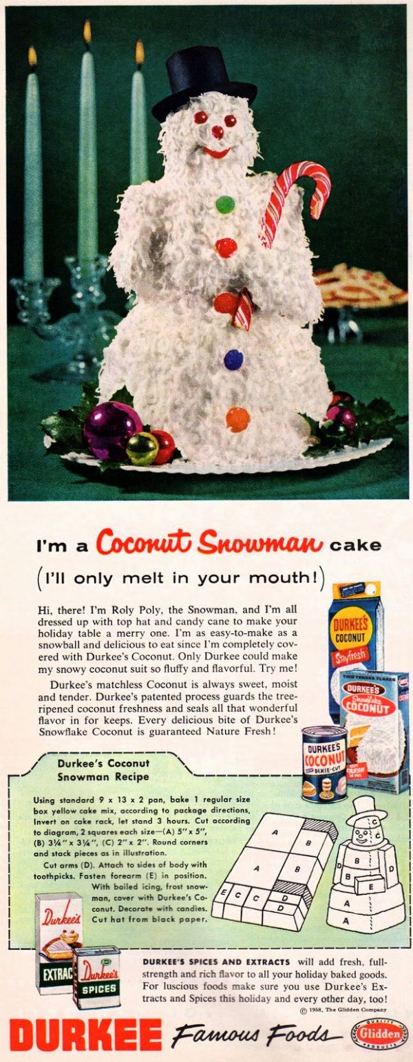 Snowmanthemed vintage Christmas desserts from the '60s Click Americana