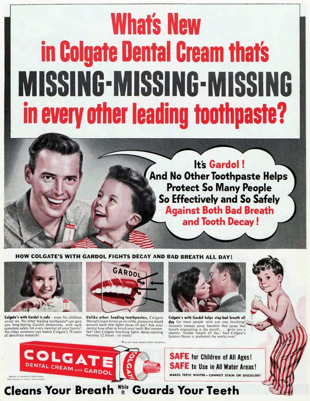 Vintage Colgate Dental Cream with Gardol (1956) via ClickAmericana com