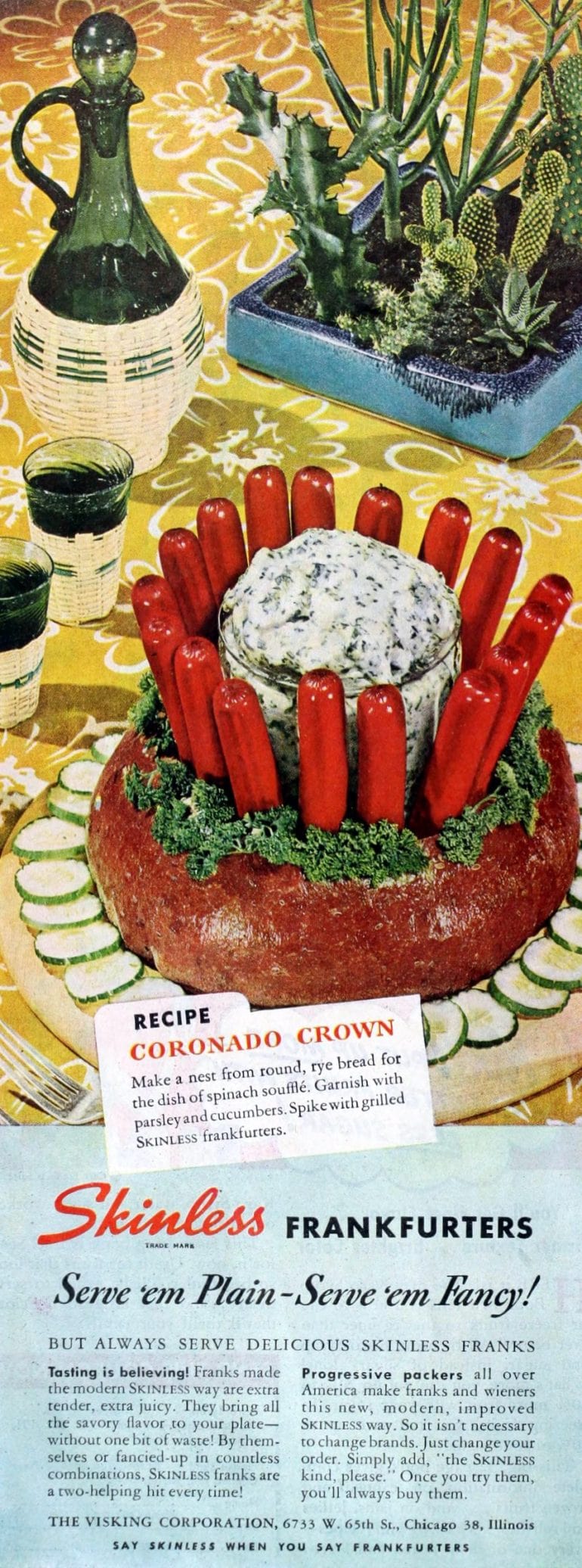 This hot dog crown casserole is one of the most retrolooking dinners