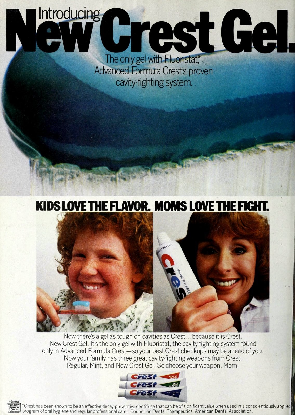 Vintage Crest gel toothpaste introduction (1982) via ClickAmericana com