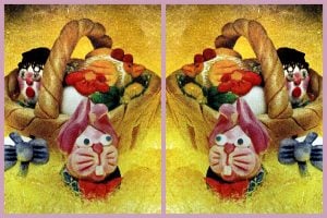 Vintage Easter salt dough bread basket (1976)