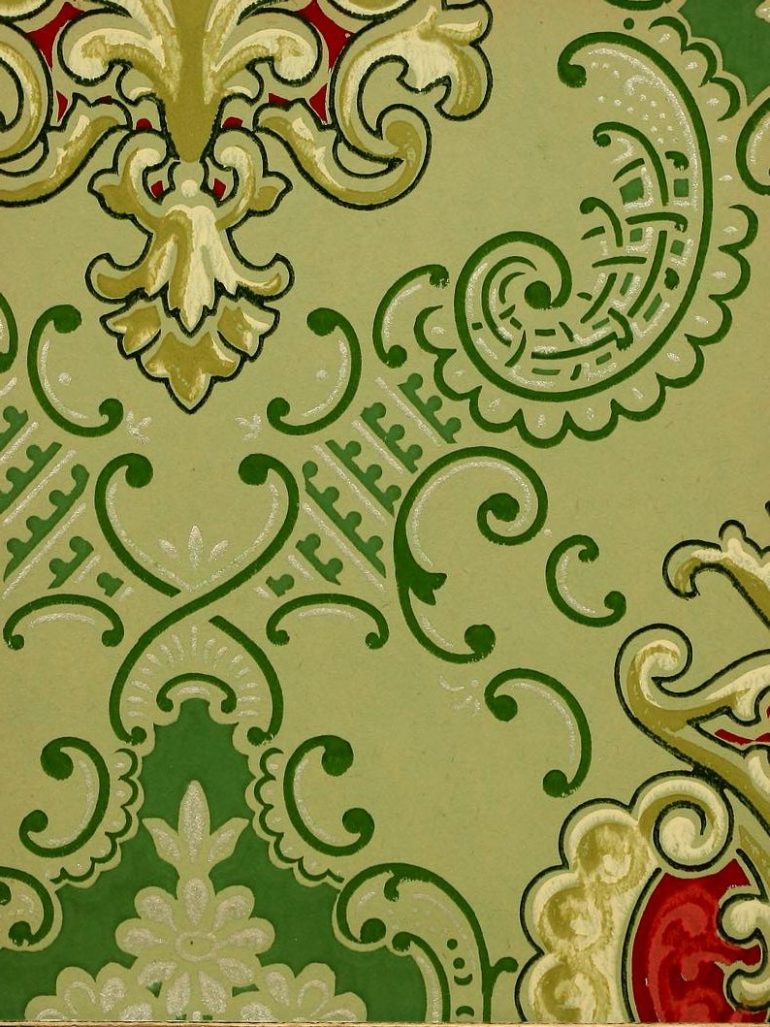 Old Edwardian wallpaper styles & home decor, plus 40 real paper samples from the early 1900s
