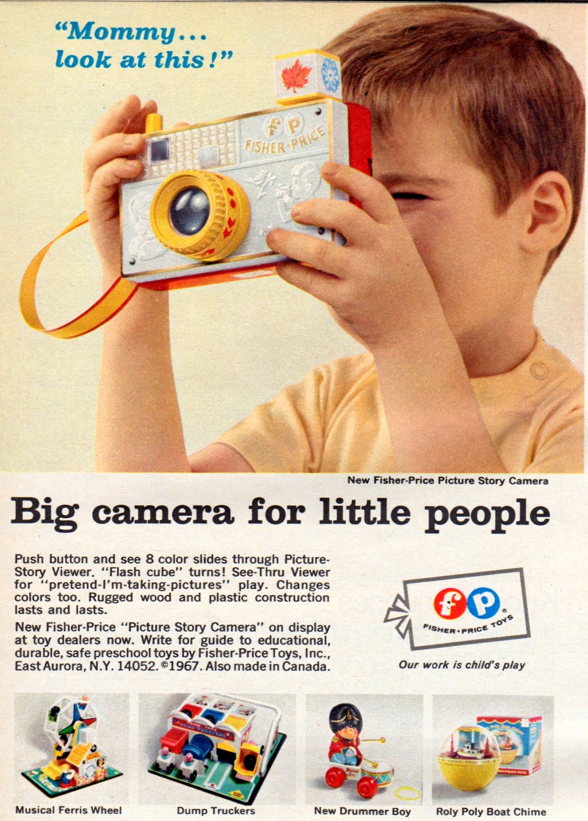 Vintage FB Big Camera toy (1967) via ClickAmericana com