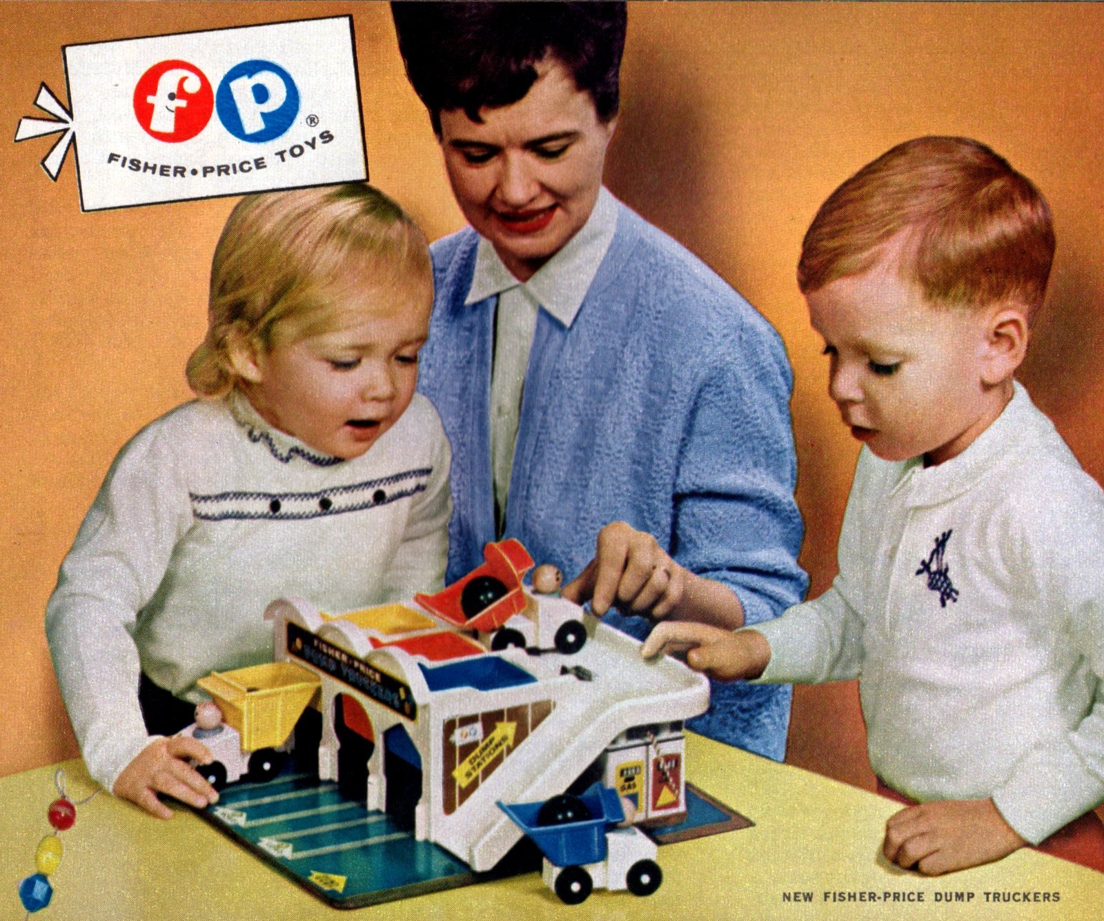 Vintage Fisher-Price Dump Truckers toys (1965) via ClickAmericana com