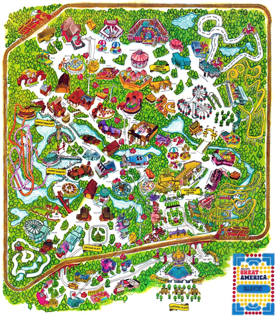 How Marriott 39 s Great America theme - Vintage Great America Map Illinois 1970s 1980s 900x1032 