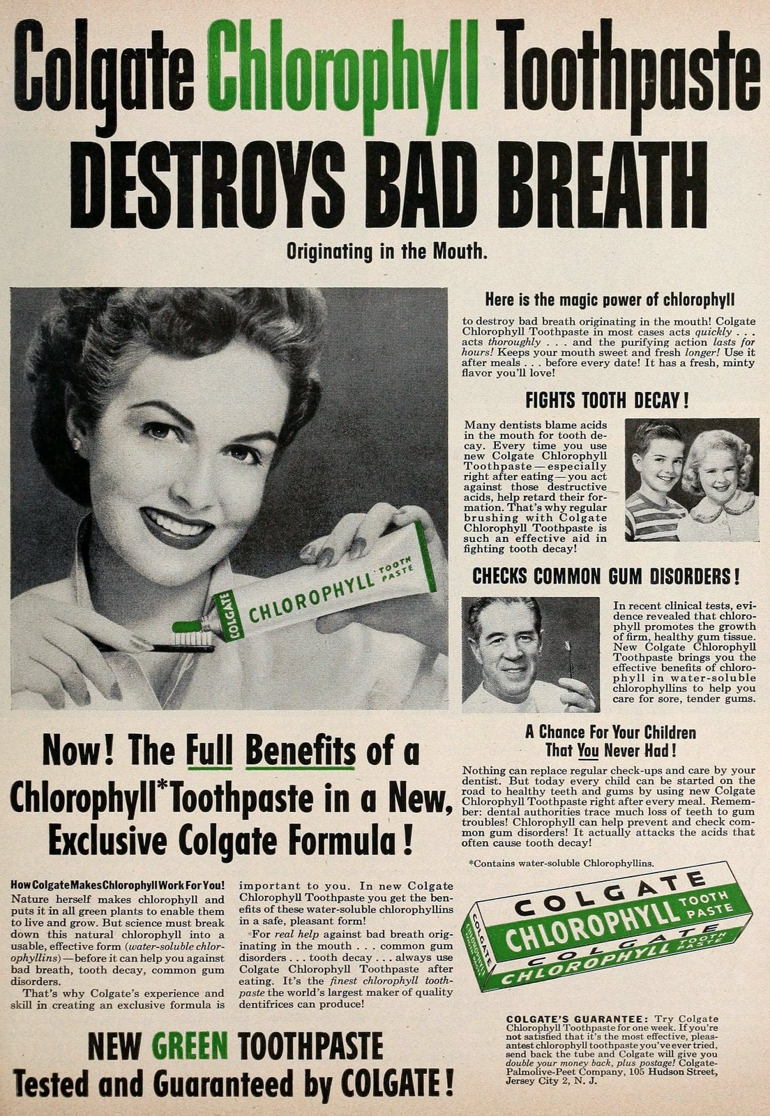Vintage Green Colgate Chlorophyll Tooth Paste (1952) via ClickAmericana com