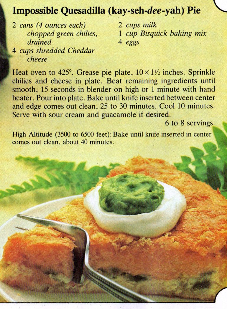 The Impossible Pie recipe book 12 easy dinner recipes & desserts from