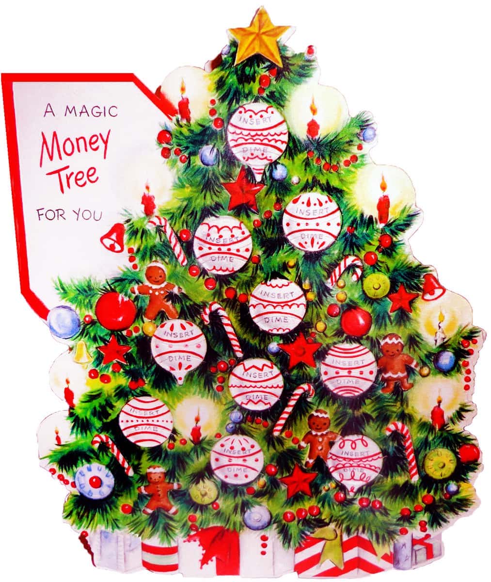 These vintage 'insert dime' greeting cards with coins were a big deal