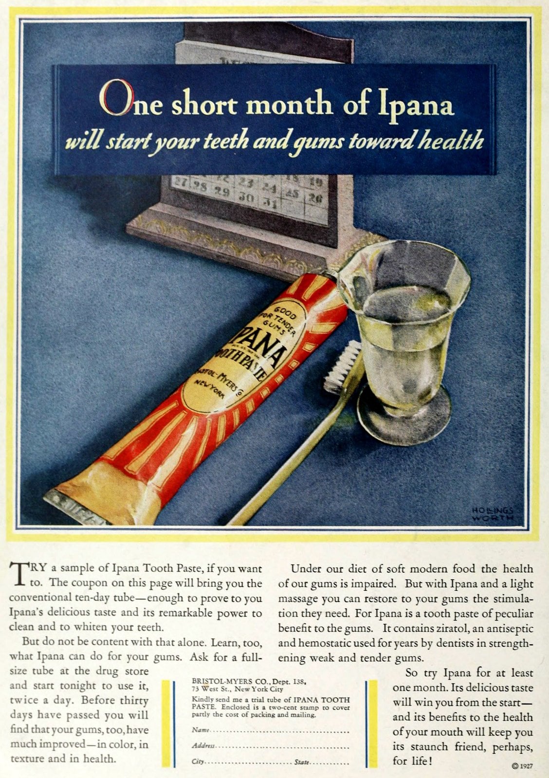 Vintage Ipana toothpaste (1928) via ClickAmericana com