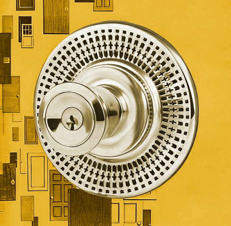 Midcentury modern door knobs (and other bold hardware) with a spaceage theme were all the rage