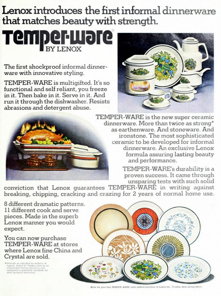 Lenox Temperware informal dinnerware sets from the '70s came in 8 patterns Click Americana