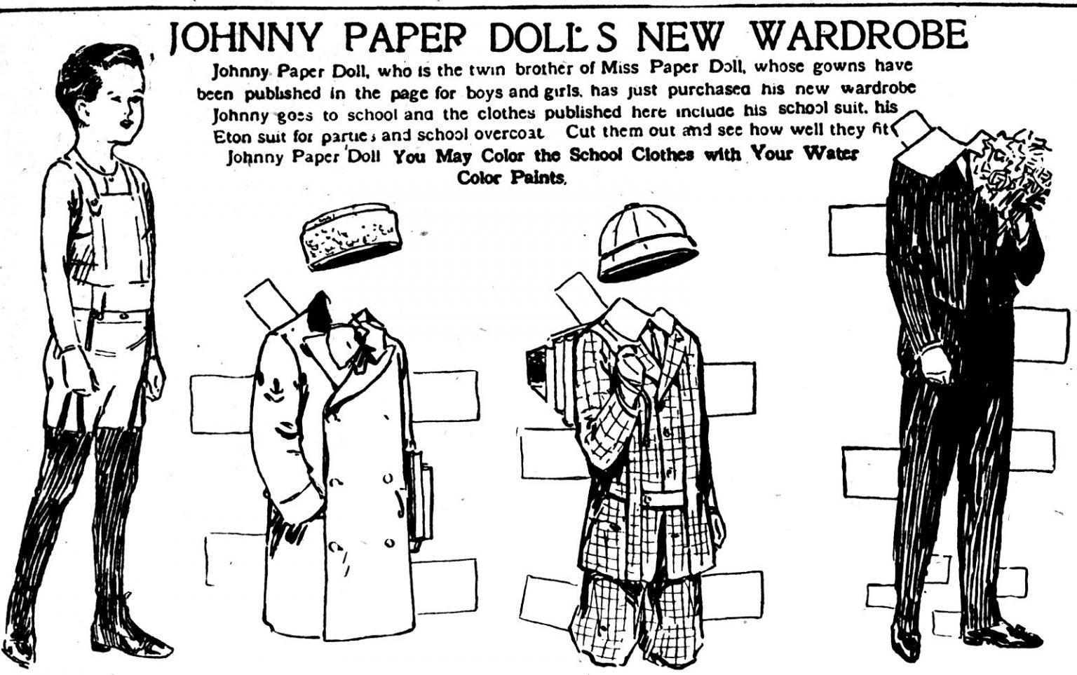 Vintage paper doll sets Miss Paper Dolls, outfits & furniture (1911