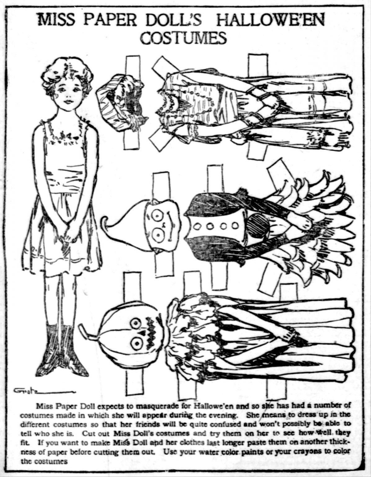 Vintage paper doll sets Miss Paper Dolls, outfits & furniture (1911