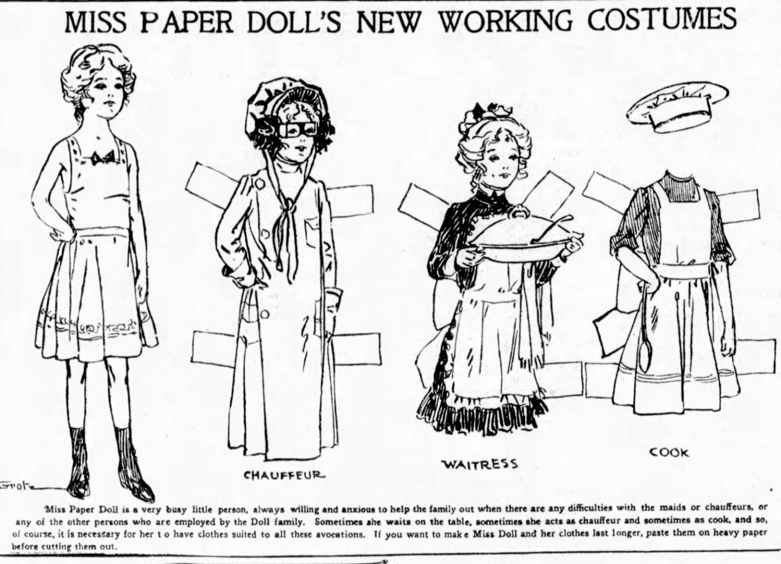 Vintage paper doll sets Miss Paper Dolls, outfits & furniture (1911