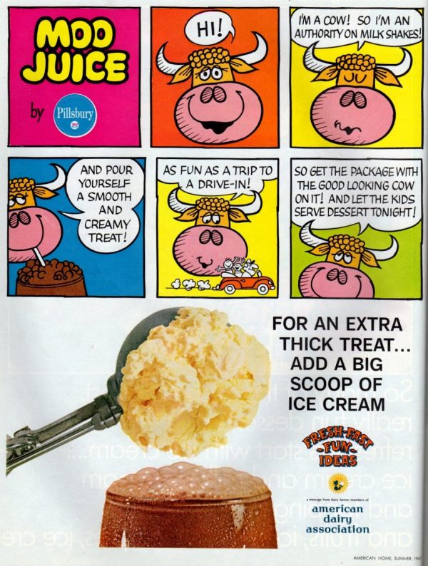 Moo Juice chocolate & strawberry milkshake mix Cow (1967