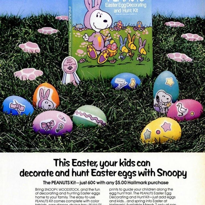 Vintage Peanuts Easter egg decorating kit - crafts stickers (1988)
