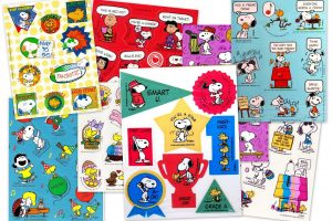 Vintage Peanuts sticker sheets with Snoopy - Woodstock - Charlie Brown and the gang