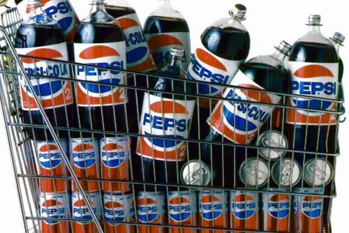 Vintage Pepsi bottles - Glass with foam labels (1980s)