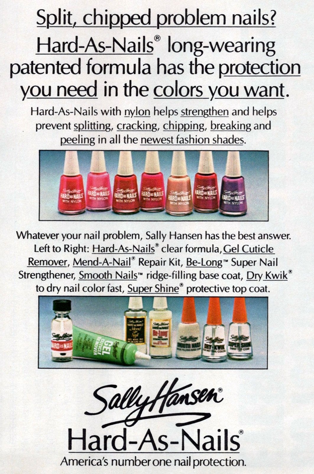 80s nail polish: See the popular colors & top brands of the eighties 8 Vintage Sally Hansen 1982 Hard as Nails polish colors (2) via ClickAmericana com