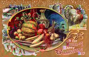 Vintage Thanksgiving postcard - holiday table