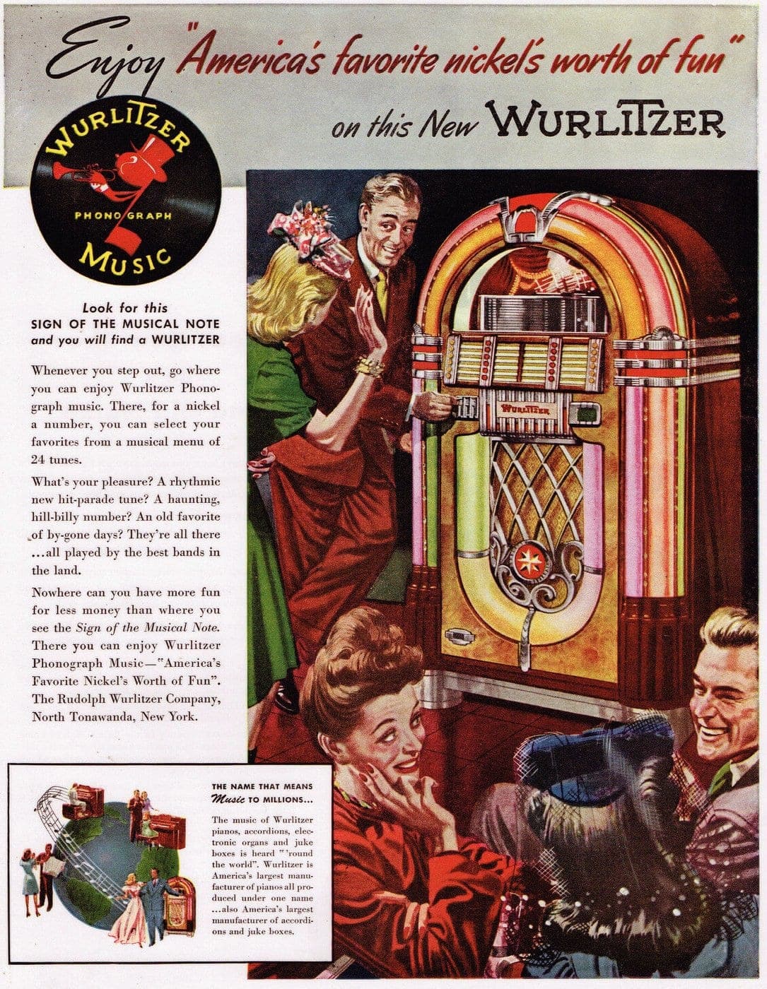 Vintage Wurlitzer jukebox - Phonograph music 1940s