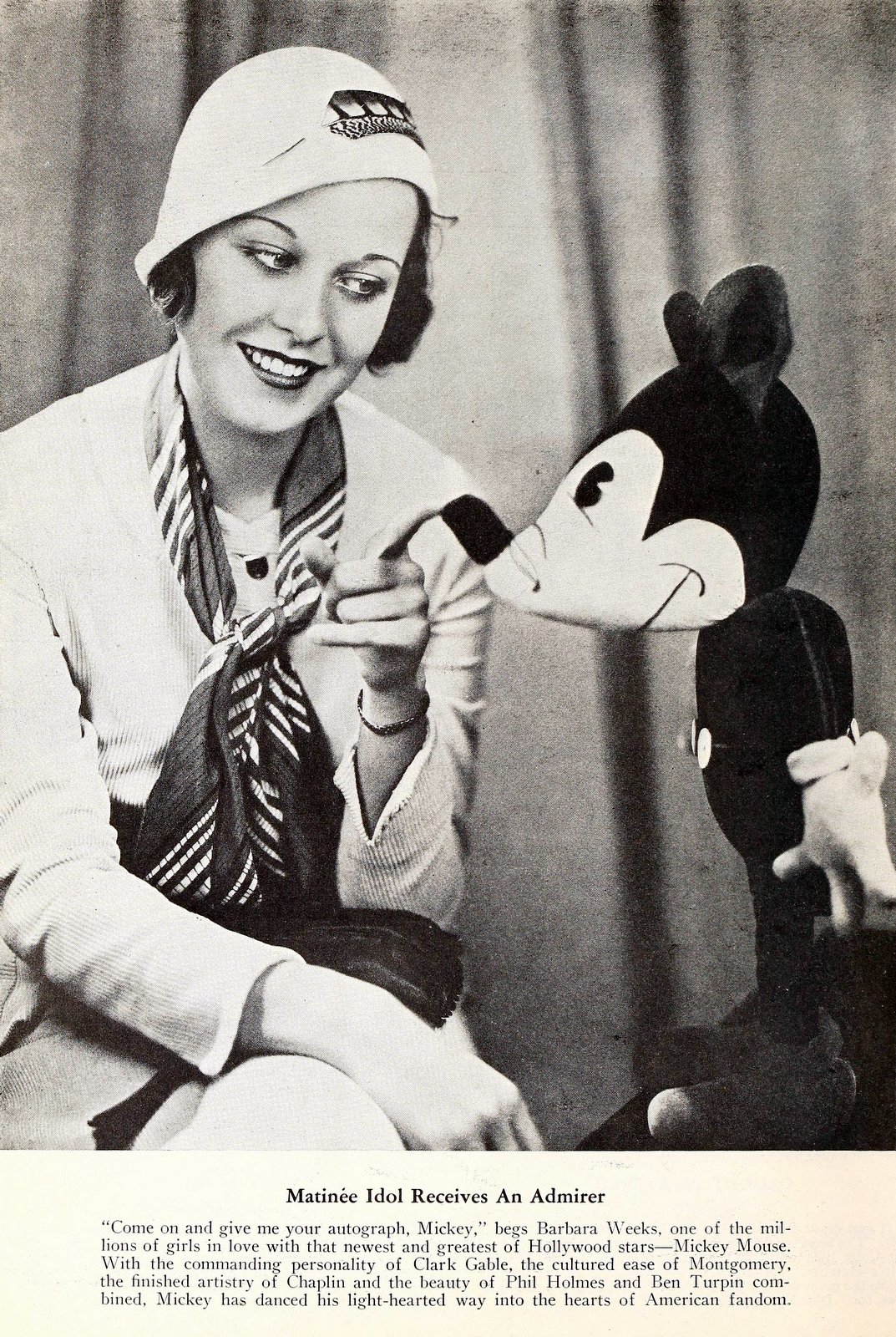 Mickey Mouse history: How Walt Disney's popular cartoon mouse became a cultural giant starting in the 1920s 4 Vintage actress Barbara Weeks with early Mickey Mouse (1932) via ClickAmericana com