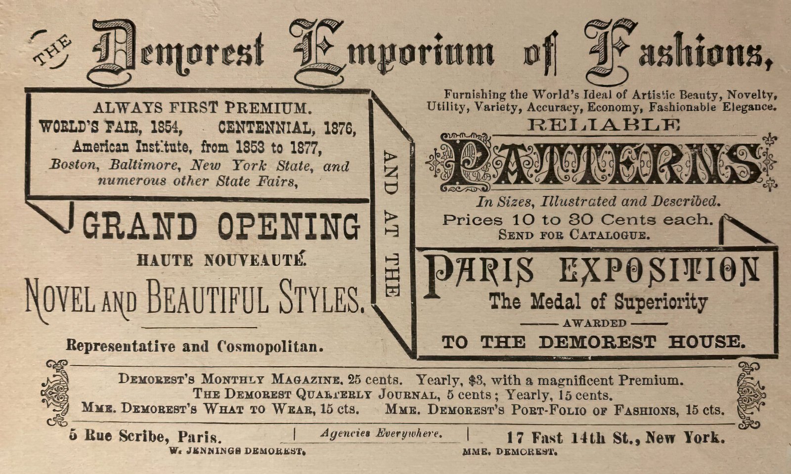 Vintage ad for Demorest Emporium of Fashions via ClickAmericana com