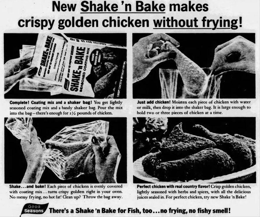 Remember these old Shake and Bake seasoned coating mixes that shook up