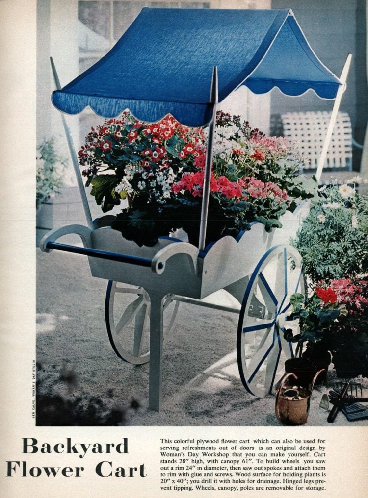 Make a backyard flower cart (1958) Click Americana