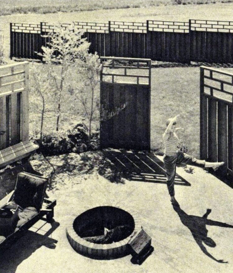 Mid-century wooden fence panels in 1960