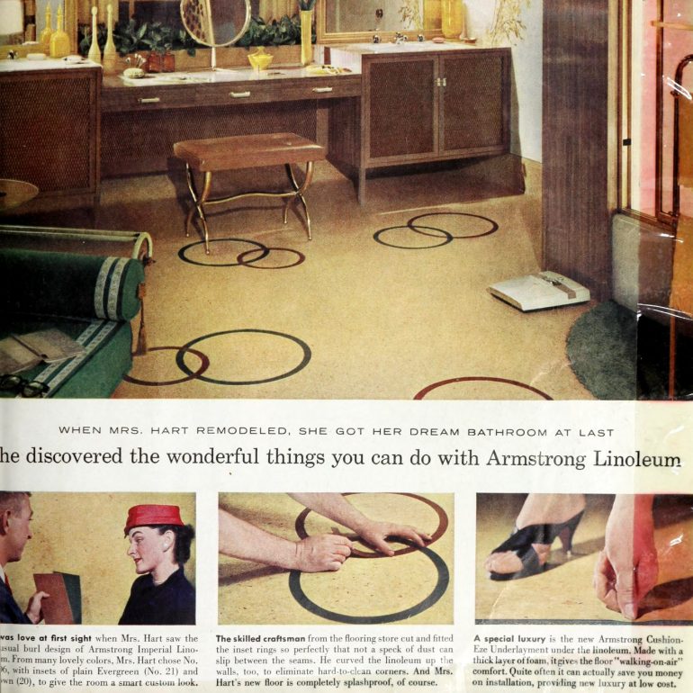 See 20 vintage 1950s bathroom floors in vinyl & linoleum - Click Americana