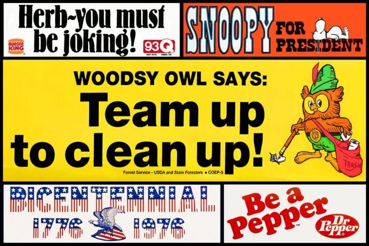 Vintage bumper stickers How cars helped people get the message across