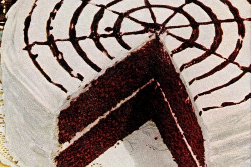 Vintage chocolate dessert - Devil’s food whirligig cake 1950