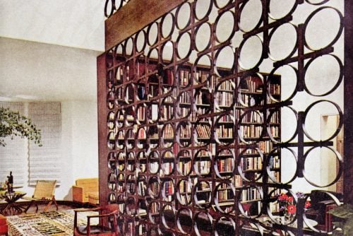 Vintage circular eye-catching room divider from the 1940s