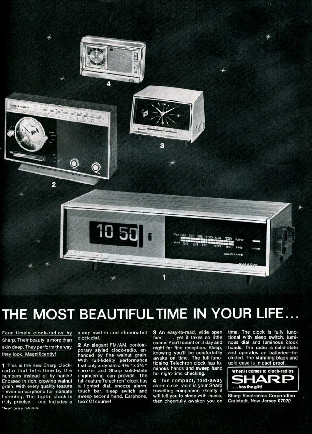 Vintage clock radio alarm clock from 1969