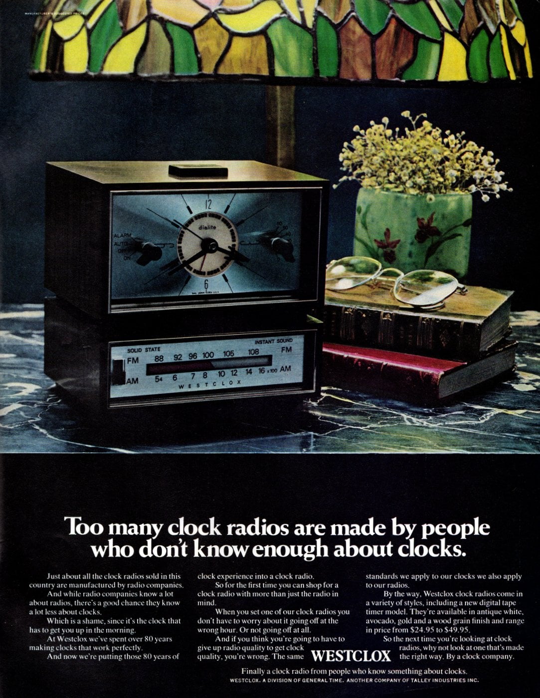Vintage clock radio alarm clock from 1971