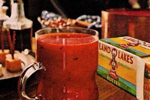 Vintage drink recipe for hot buttered tomato juice