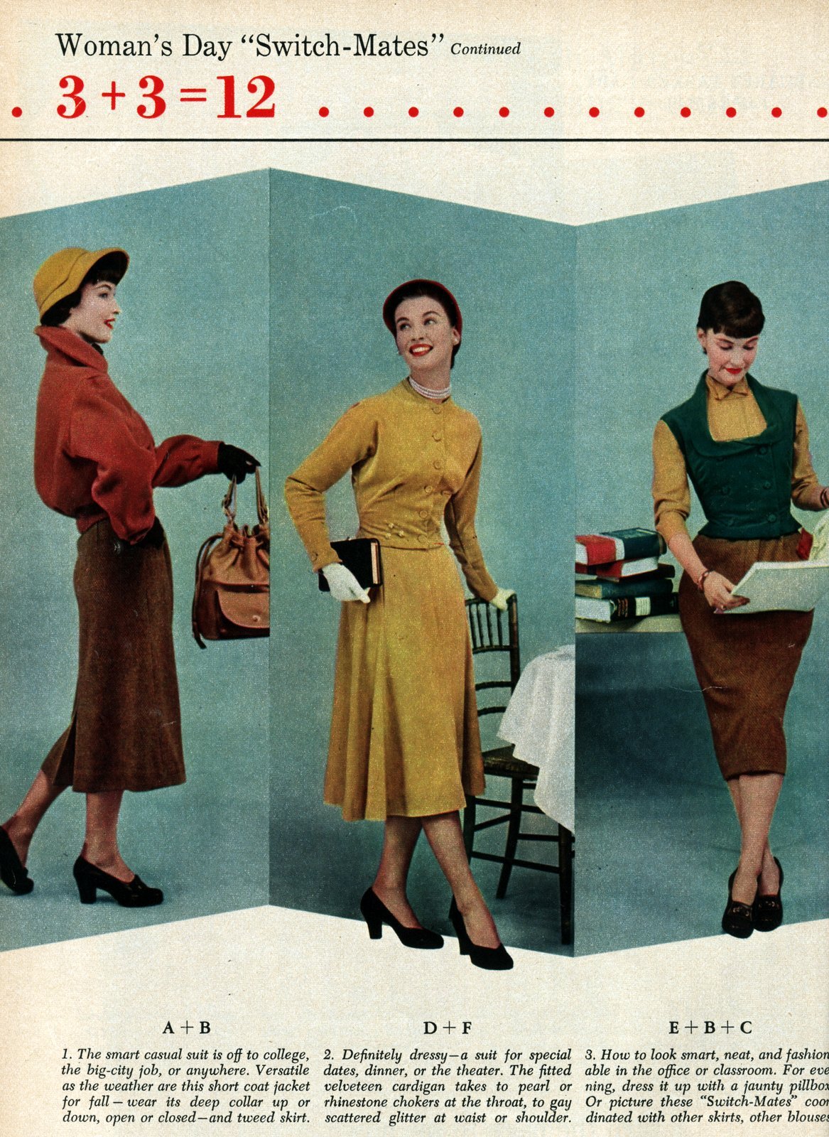 Vintage fashion capsule wardrobe from 1950 at ClickAmericana com (2)