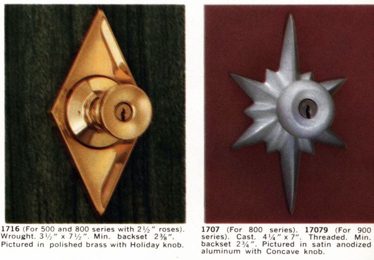 Midcentury modern door hardware from the 1950s & 1960s plus other popular vintage designs